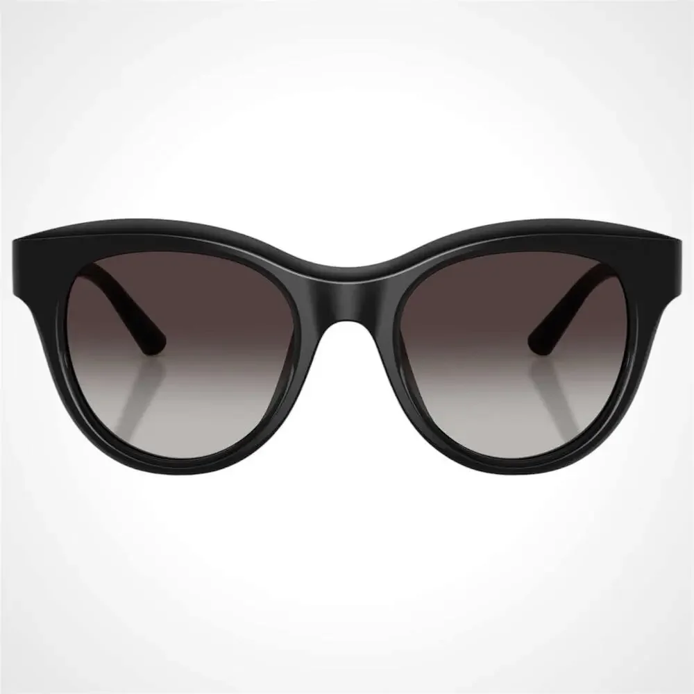 New Dolce & Gabbana Black Round Sunglasses New Gold Metal Logo 52-21-145